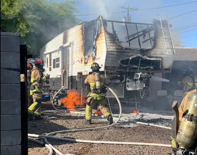 Trailer in Yuma catches on fire from plasma cutter, accidentally